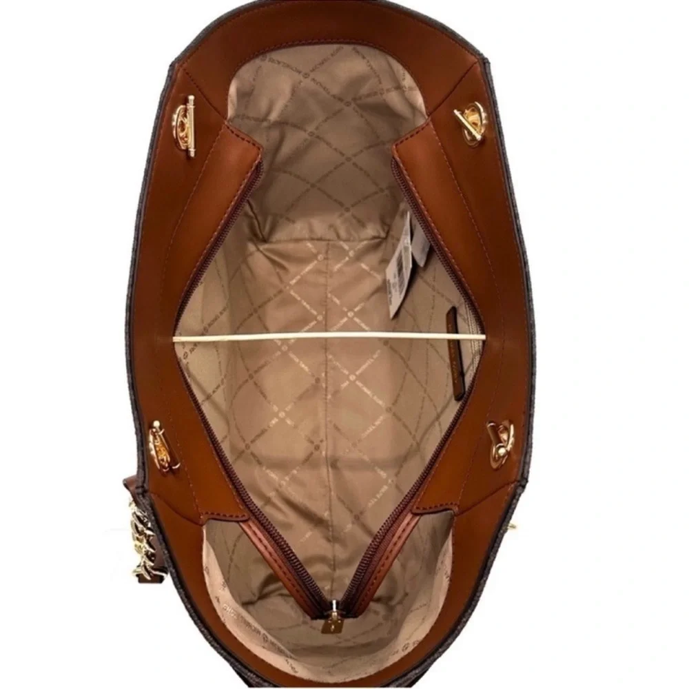 Michael Kors Large Jet Set Travel Chain Shoulder Bag Brown - Picture 11 of 12